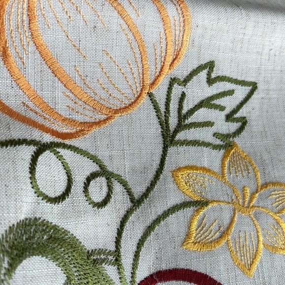 Artisan Harvest Table Runner,embroidered pumpkins/flowers, 90% poly,10% linen - Picture 4 of 10